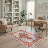 Ornate Red Scroll Border Medallion Rug