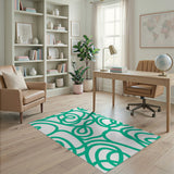 Green Vibrant Green Swirl Abstract Area Rug