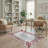 Ornate Red Floral Scrollwork Area Rug