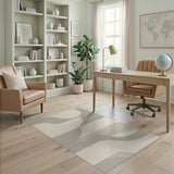 Modern Curved Beige Grey Abstract Area Rug