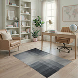 Layered Grey Geometric Abstract Rug
