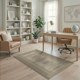 Textured Beige Woven Geometric Area Rug