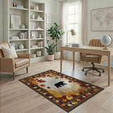 Majestic Black Bear Autumn Forest Rug