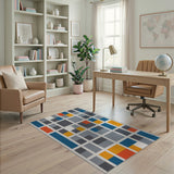 Multi-Color Geometric Block Area Rug