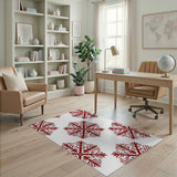 Intricate Red Snowflake Area Rug