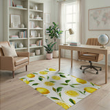 Watercolor Lemon Fruit Pattern Area Rug