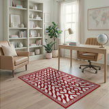 Red Intricate Lattice Area Rug