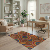 Multi-color and Patterns Rainbow Compass Multi-Color Area Rug