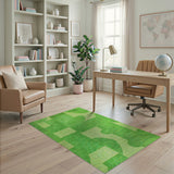 Vibrant Green Geometric Abstract Area Rug