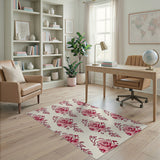 Blush Pink Roses Floral Vintage Rug