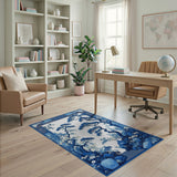 Blue White Chinese Pine Garden Area Rug