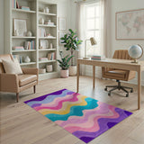 Vibrant Multi-Color Wave Shag Area Rug