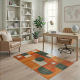 Orange Geometric Modern Vibrant Orange Geometric Abstract Area Rug