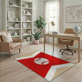 Red Baseball Chevron Area Rug