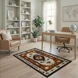 Washable Southwestern Geometric Tribal Area Rug - Low Pile, Non-Slip, Pet Friendly