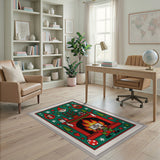 Festive Gnome Christmas Fireplace Area Rug