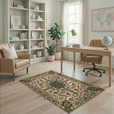 Cream Gold Green Traditional Persian Area Rug
