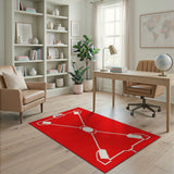 Red White Geometric Diamond Area Rug