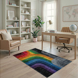 Vibrant Rainbow Arcs Geometric Modern Area Rug
