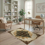 Ornate Gilded Acanthus Leaf Mandala Rug