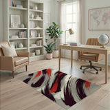 Bold Black Red Grey Brushstroke Area Rug