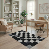 Geometric Modern Black and White Black White Geometric Patchwork Area Rug