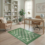 Green Checkerboard Geometric Area Rug