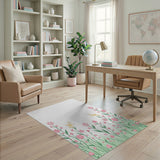 Pink Whimsical Pink Floral Butterfly Area Rug