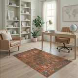 Orange Terracotta Teal Geometric Southwestern Area Rug