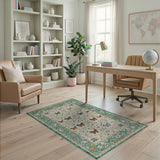 Butterfly Meadow Green Border Area Rug