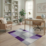Geometric Modern Purple Grey Abstract Geometric Area Rug
