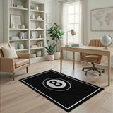 Bold 8-Ball Billiard Area Rug - Black White