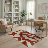 Bold Orange Geometric Area Rug