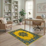 Yellow Floral Vintage Yellow Floral Medallion Area Rug