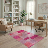 Vibrant Pink Orange Geometric Stripe Rug