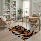Boho Chic Multi-color and Patterns Bold Orange Tiger Stripe Area Rug