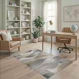Abstract Wave Geometric Area Rug - Neutral Tones