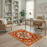 Ornate Red Persian Flame Medallion Rug