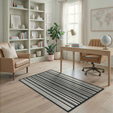 Bold Black White Vertical Stripe No. 12 Area Rug