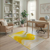 Sunny Yellow Wavy Abstract Area Rug