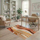 Abstract Area Abstract Orange Wave Area Rug