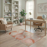 Abstract Geometric Pink Area Rug with Overlapping Circles