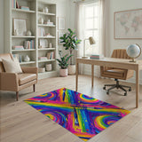 Vibrant Rainbow Swirl Paintbrush Area Rug
