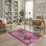Pink Vintage Pink Rose Floral Area Rug