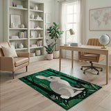 Enchanted Forest Rabbit Green Area Rug
