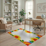Rainbow Watermelon Sun Border Area Rug