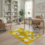 Playful Sunny-Side Up Eggs Yellow Area Rug