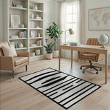 Wavy Black White Abstract Area Rug