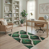 Ornate Emerald Paisley Area Rug