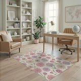 Pastel Pink Daisy Lavender Floral Area Rug